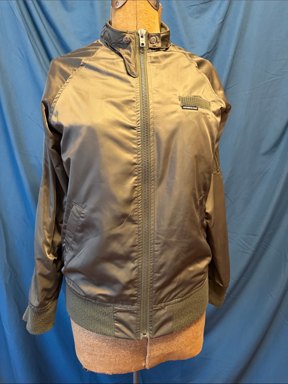 Members Only Olive Green Soft Bomber Jacket M